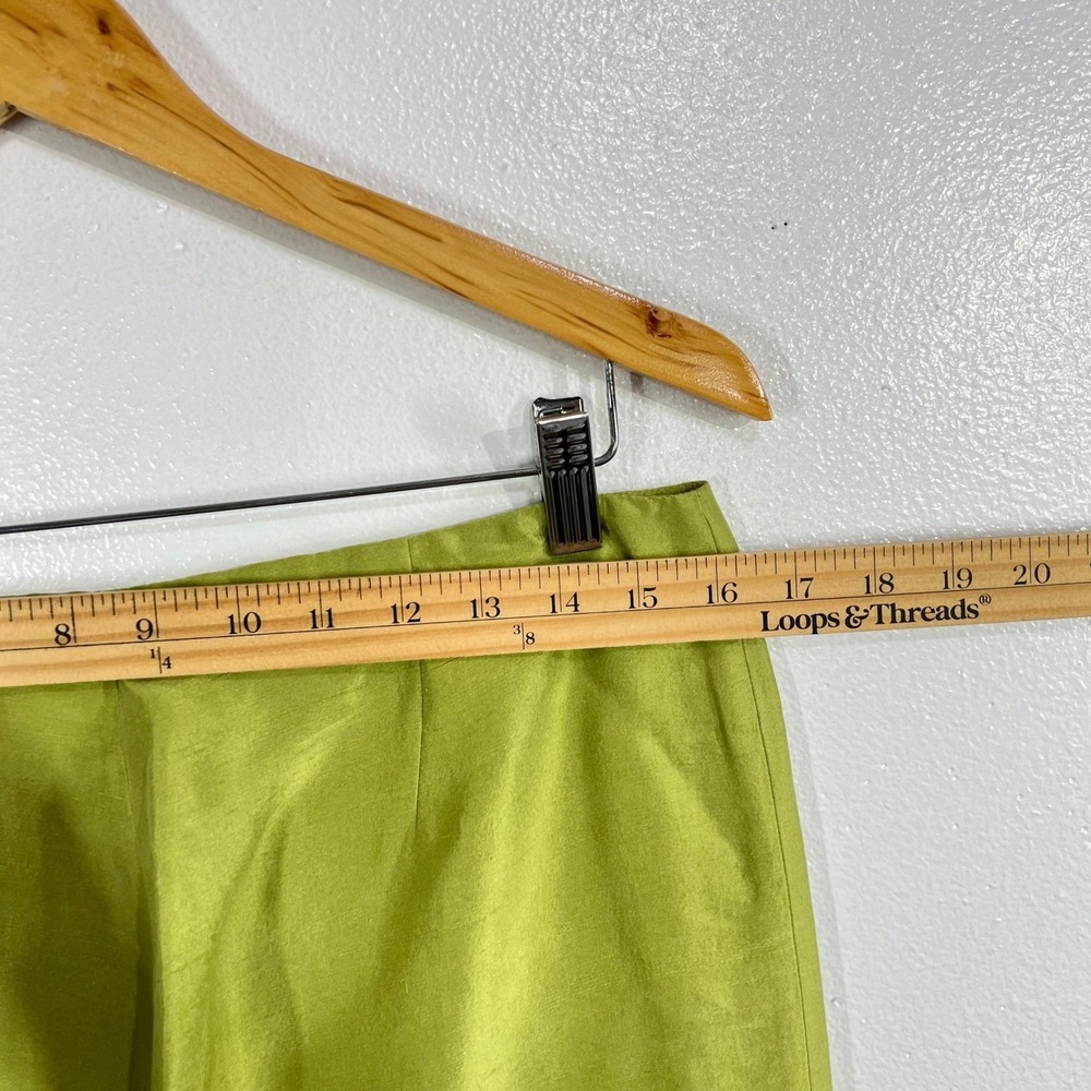 Eileen Fisher Silk Georgette Crepe Women's Straight Leg Pants Size S Green Matte - Picture 9 of 10